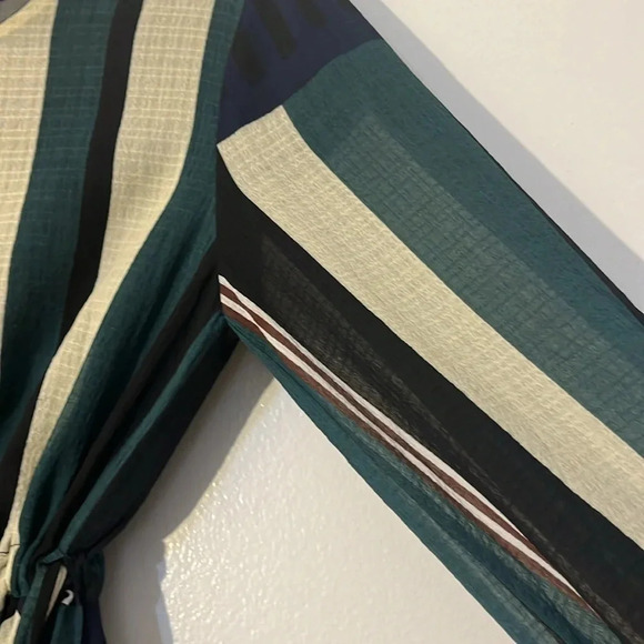 Sunday in Brooklyn | Leger striped green dress Women’s size S flowy semi-sheer - Picture 5 of 11